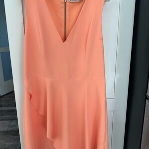 Alice + Olivia Coral Sleeveless Dress with V-Neck and Front Drape - Size 12